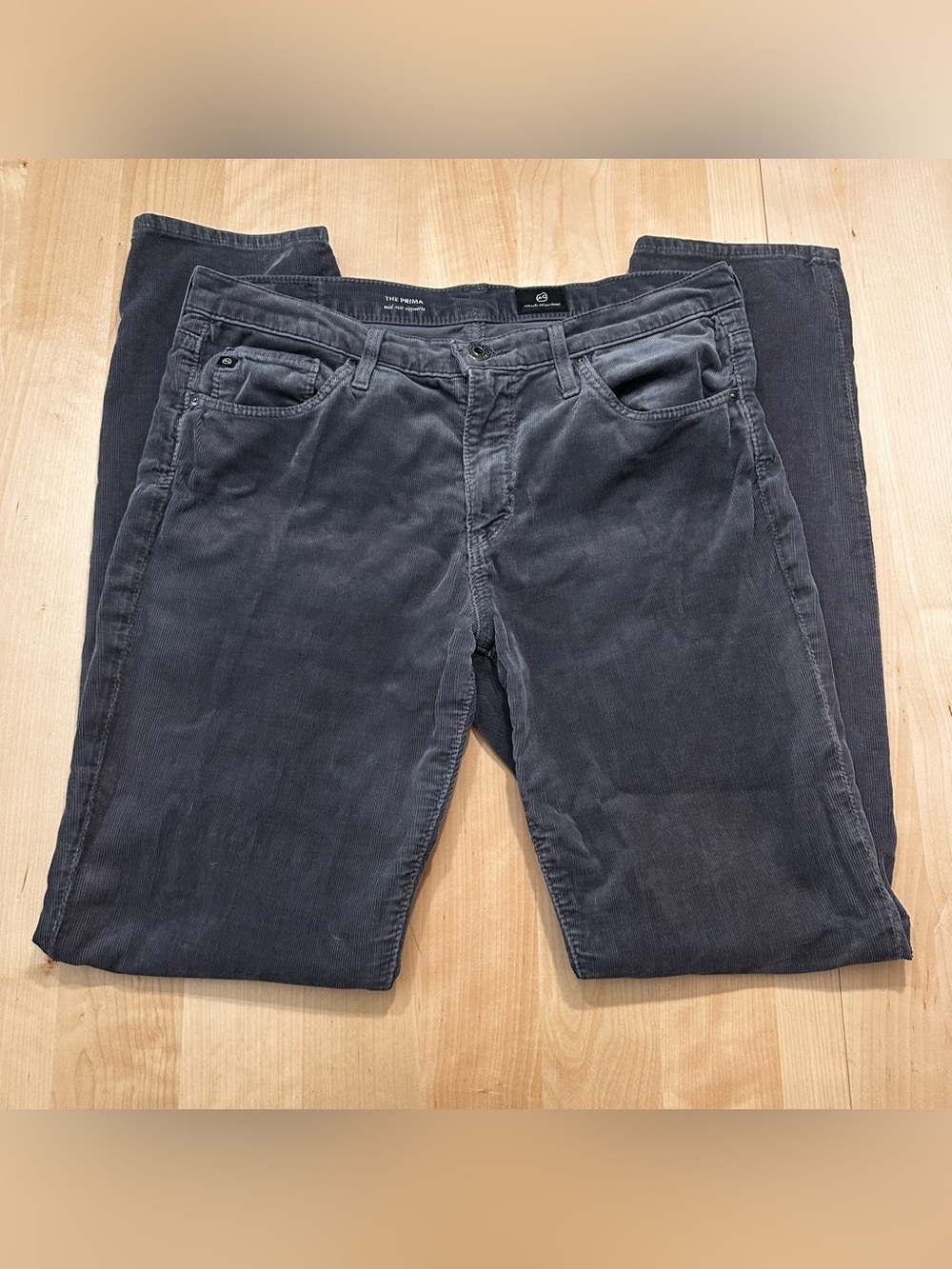 Ag Adriano Goldschmied Women's Gray “The Prima” corduroy pants